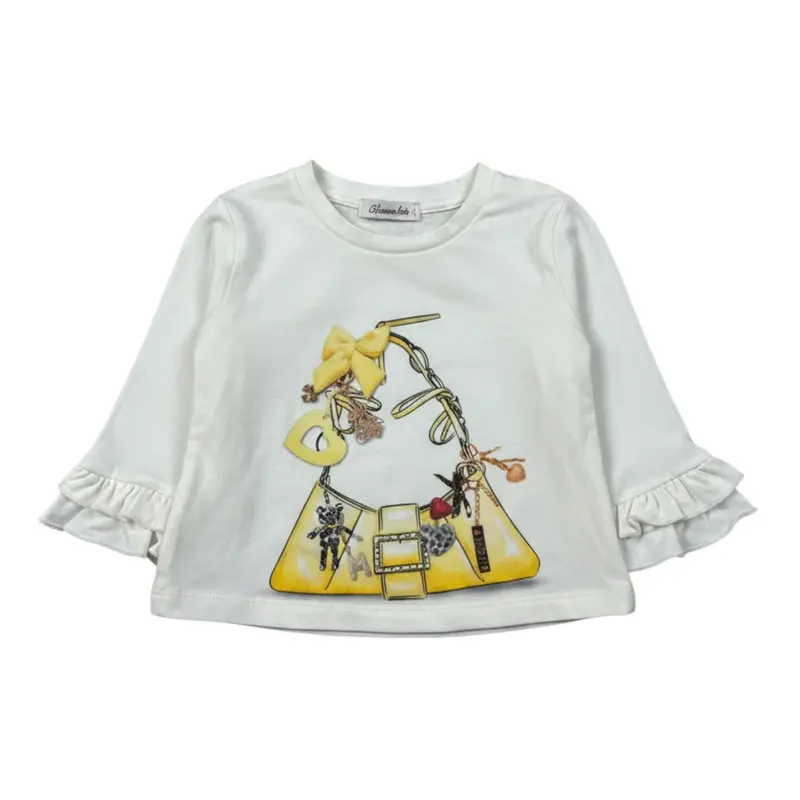 Miss Grant Shirt Girocollo tinta unita con Stampa Bianco per Bambina