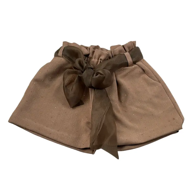 Miss Grant Short tinta unita con Cintura Cammello per Neonata