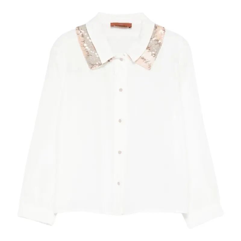 Missoni Camicia tinta unita con Paillettes Bianco per Bambina