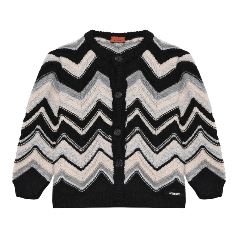 Missoni Cardigan Bicolore con Fantasia Bianco per Bambina