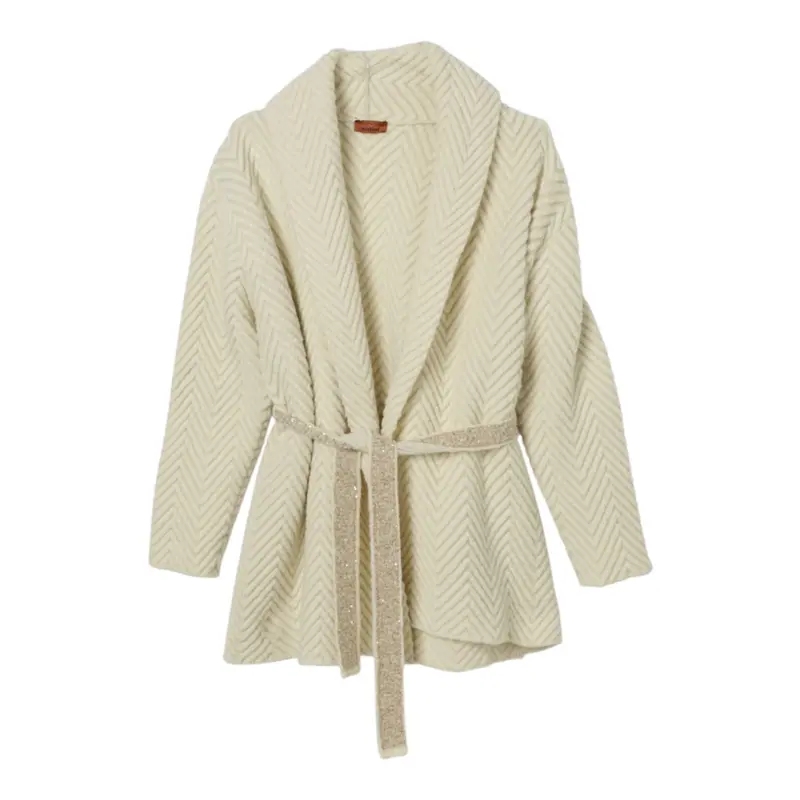 Missoni Cardigan tinta unita con Cintura Panna per Bambina