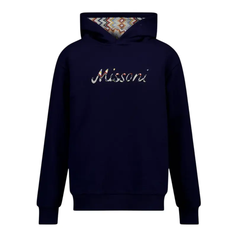 Missoni Felpa tinta unita con Logo Blu per Bambino