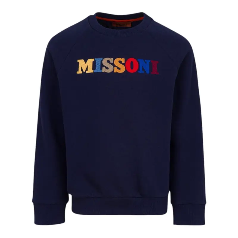 Missoni Felpa tinta unita con Logo Blu per Bambino