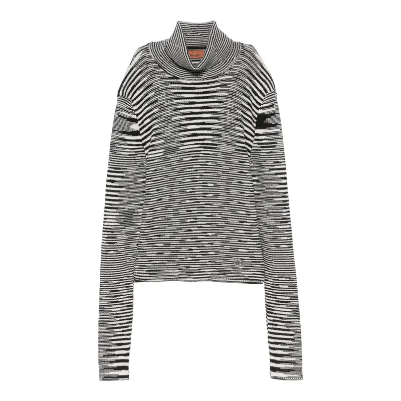 Missoni Maglia Bicolore con Fantasia A Righe E Collo Alto Bianco/Nero per Bambina