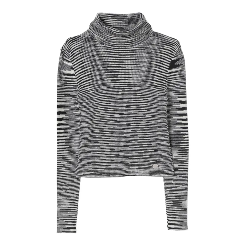 Missoni Maglia Bicolore con Fantasia A Righe E Collo Alto Bianco/Nero per Bambina