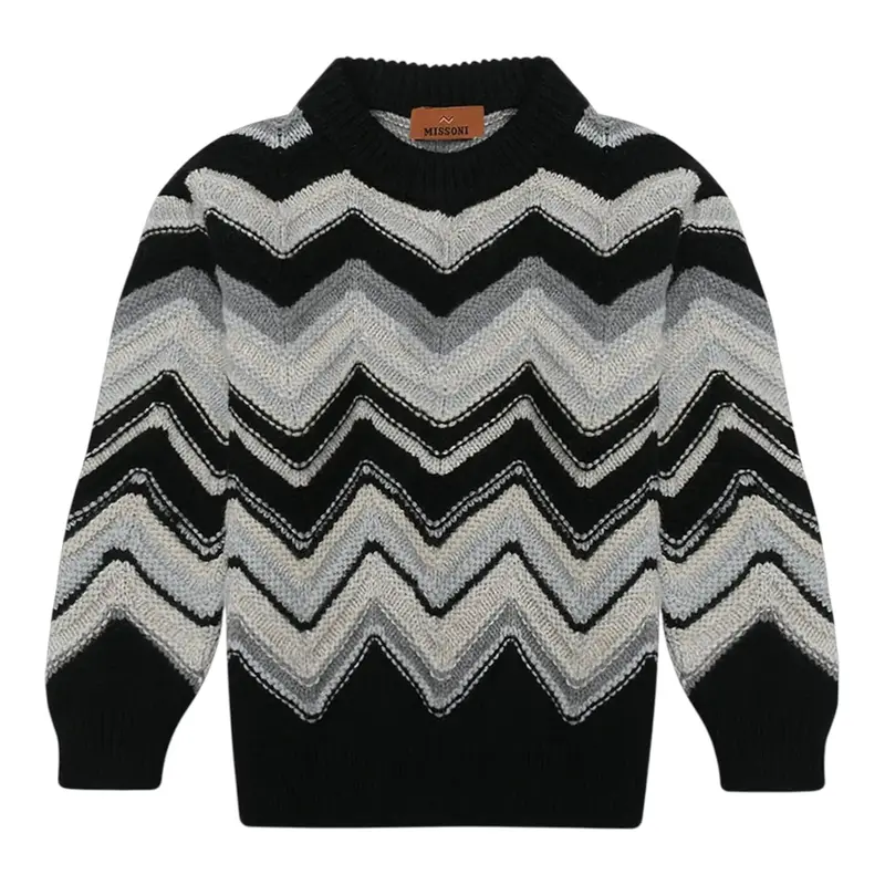 Missoni Maglia Bicolore con Fantasia Nero per Bambina