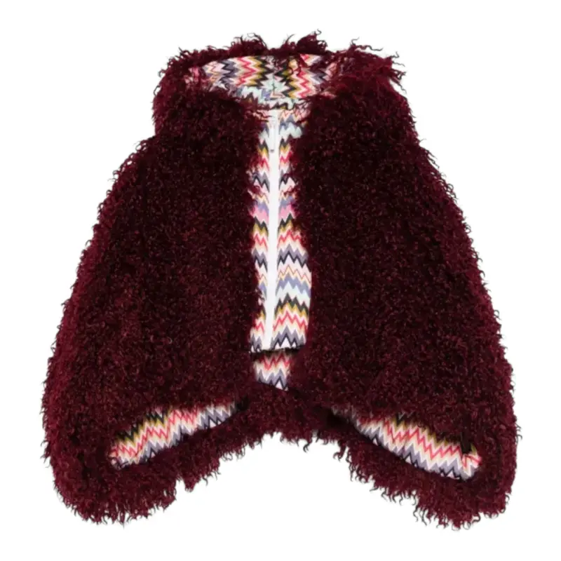 Missoni Mantella tinta unita con Zip E Cappuccio Bordeaux per Bambina