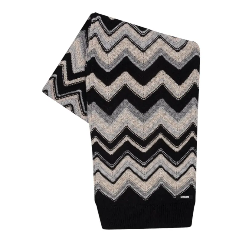 Missoni Sciarpa Bicolore con Fantasia Nero per Bambina