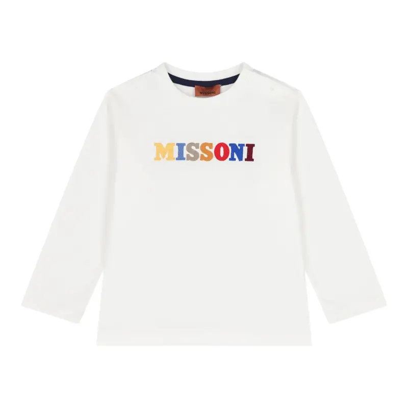 Missoni Shirt Girocollo tinta unita con Stampa Bianco per Neonato