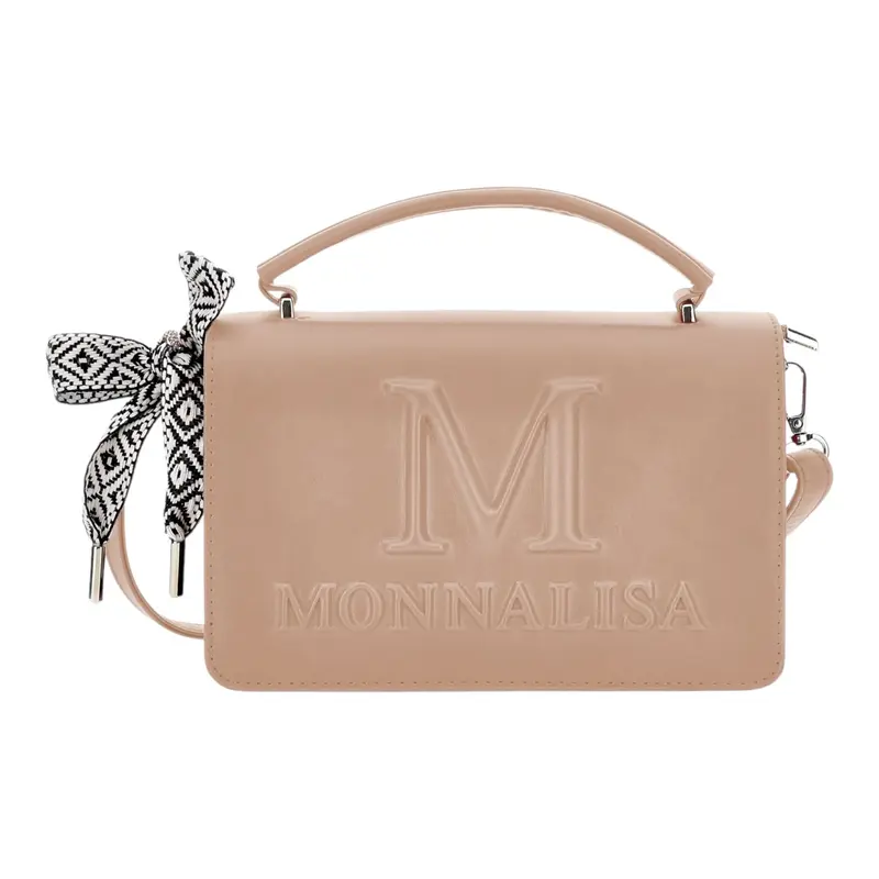 Monnalisa Borsa tinta unita con Logo Beige per Bambina