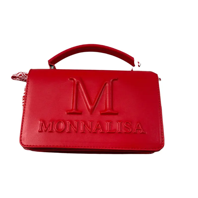 Monnalisa Borsa tinta unita con Logo Rosso per Bambina