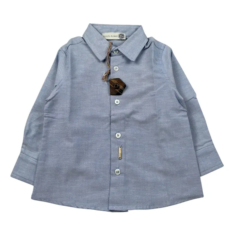 Monnalisa Camicia Manica Lunga tinta unita Azzurro per Neonato