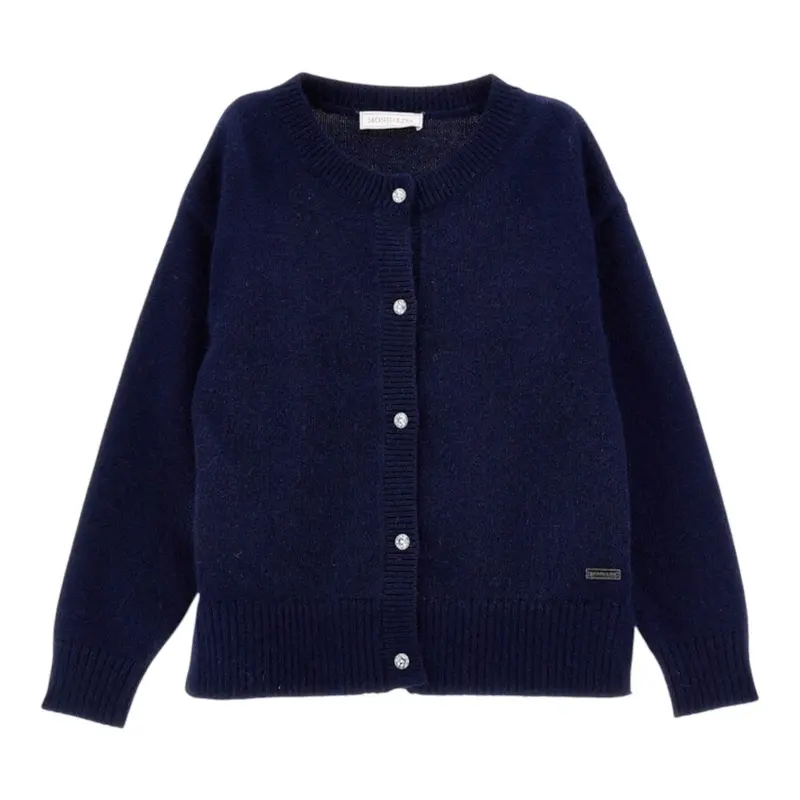 Monnalisa Cardigan tinta unita con Bottoni Blu per Bambina