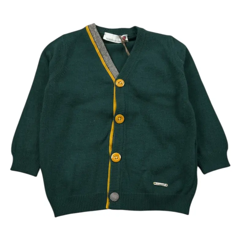 Monnalisa Cardigan tinta unita con Bottoni Verde per Neonato