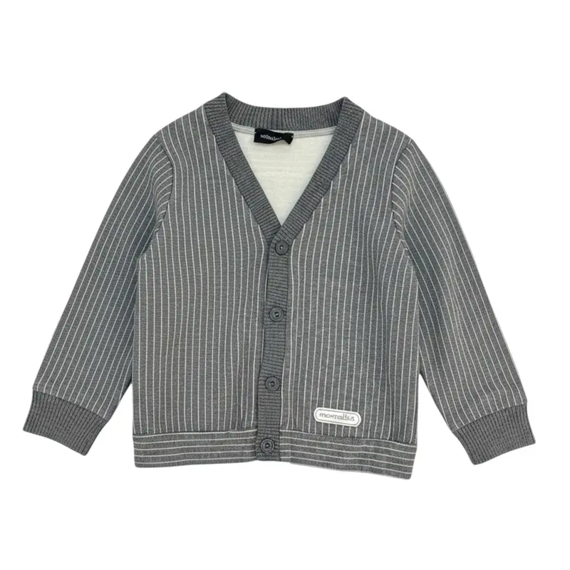 Monnalisa Cardigan tinta unita con Fantasia A Righe Grigio per Neonato