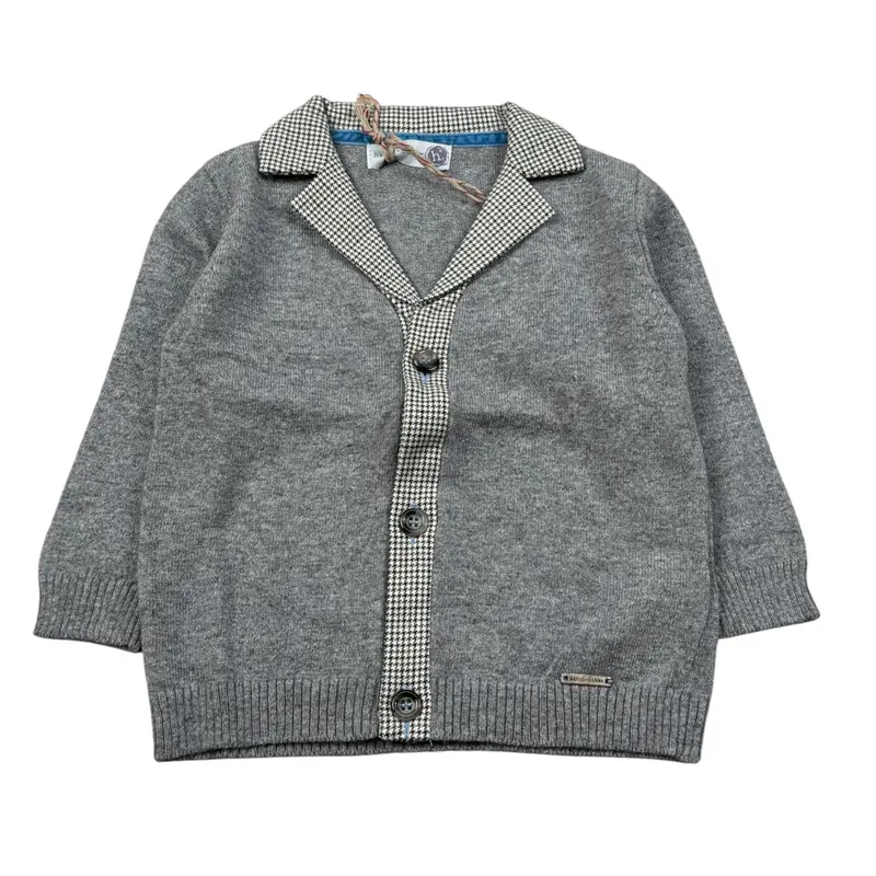 Monnalisa Cardigan tinta unita con Ricami Grigio per Neonato