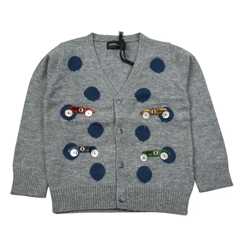 Monnalisa Cardigan tinta unita con Ricami Grigio per Neonato