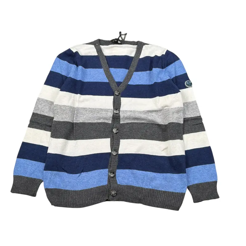 Monnalisa Cardigan Tricolore con Fantasia A Righe Bianco per Bambino