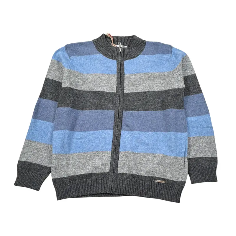 Monnalisa Cardigan Tricolore con Fantasia A Righe Grigio per Bambino