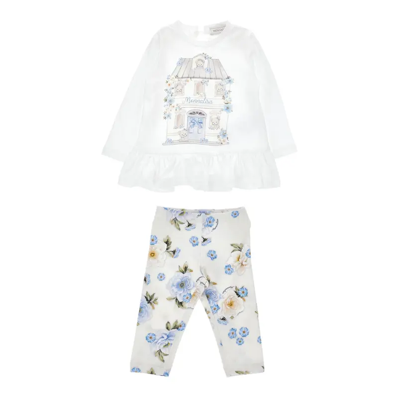 Monnalisa Completo 2 Pezzi Shirt-Leggins Panna per Neonata
