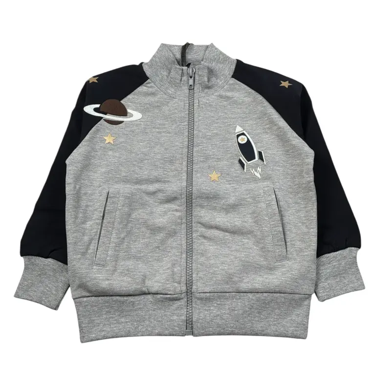 Monnalisa Felpa con Zip tinta unita con Stampe Grigio per Bambino