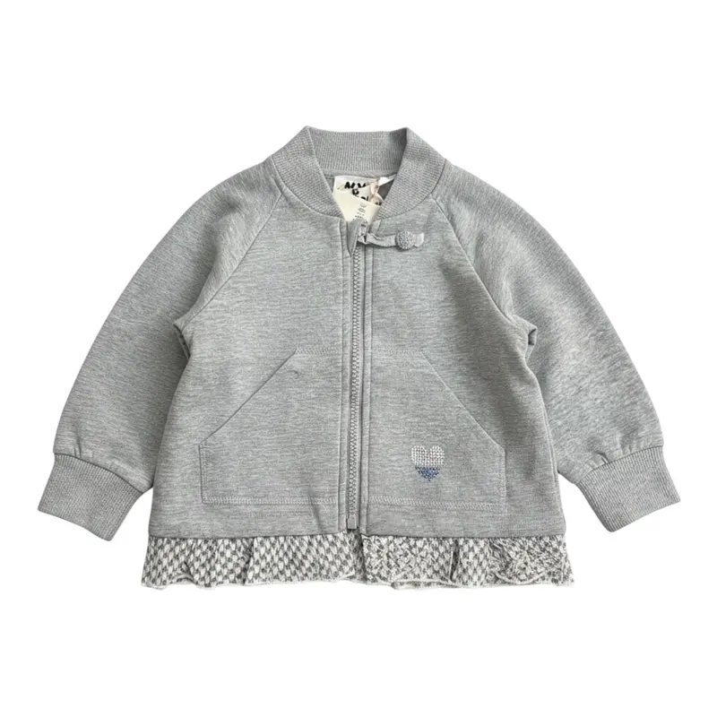 Monnalisa Felpa tinta unita con Zip E Stampa Grigio per Neonata