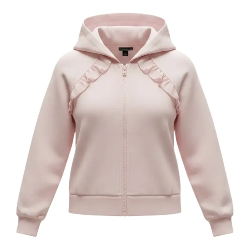 Monnalisa Felpa tinta unita con Zip E Stampa Rosa per Neonata