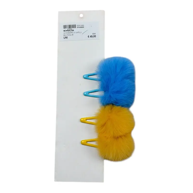 Monnalisa Fermagli Bicolore con Pon Pon Giallo per Bambina