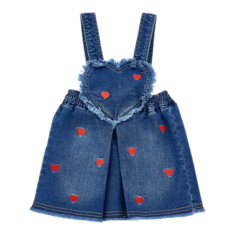 Monnalisa Gonna Salopette tinta unita In Denim Blu per Neonata