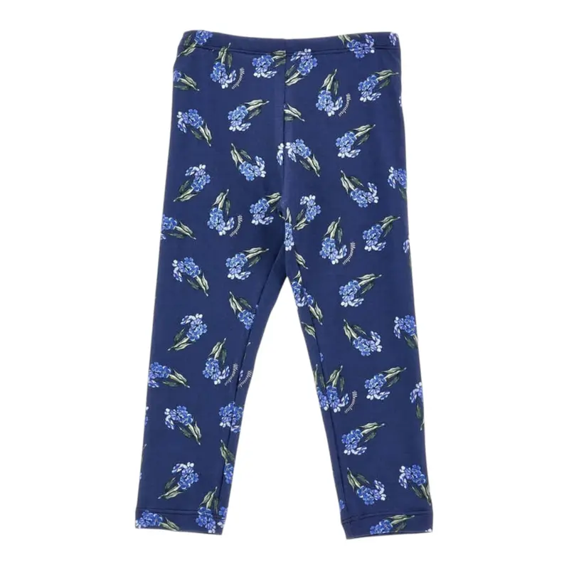 Monnalisa Leggins tinta unita con Fantasia Fiori Blu per Bambina