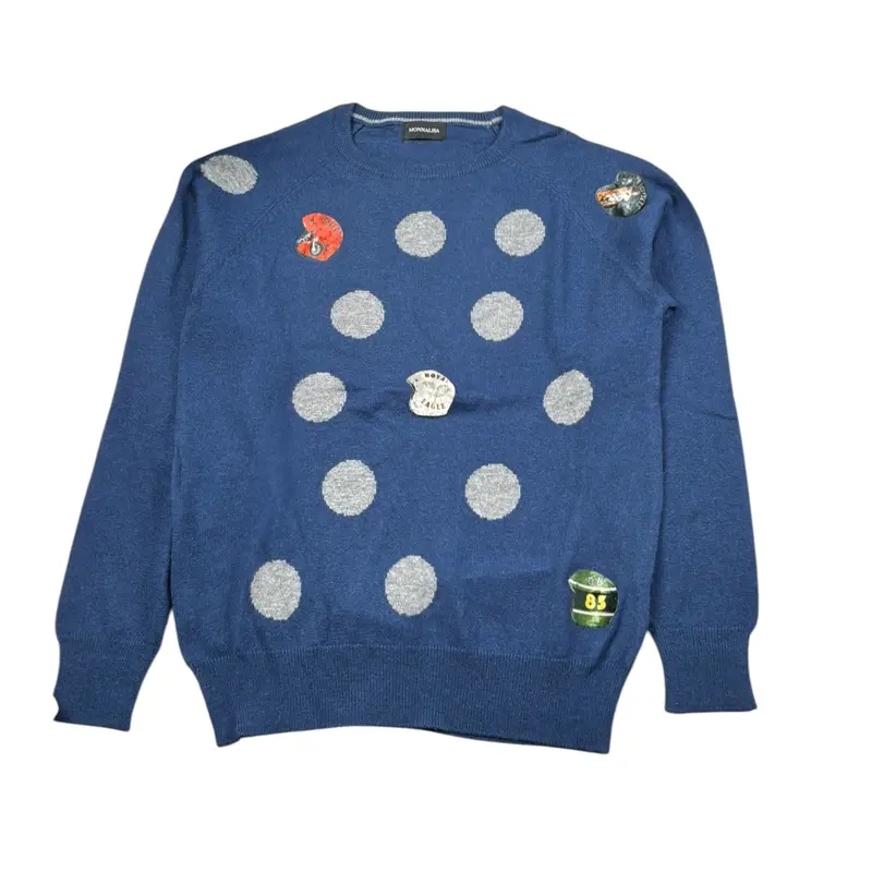 Monnalisa Maglia Girocollo tinta unita con Stampa Blu per Bambino