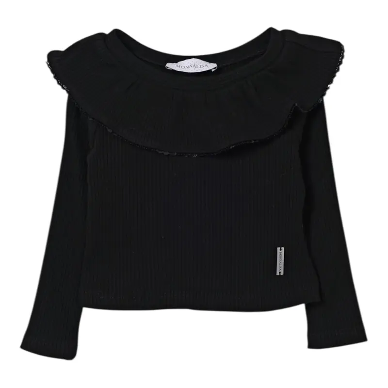 Monnalisa Maglia tinta unita con Colletto Nero per Bambina