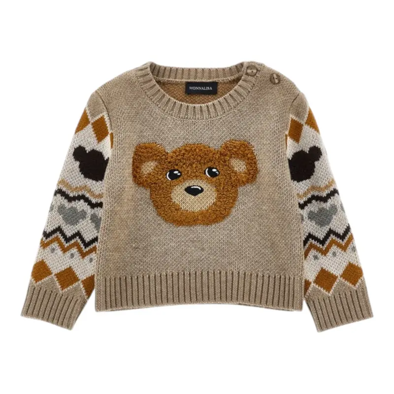 Monnalisa Maglia tinta unita con Stampa Beige per Bambina