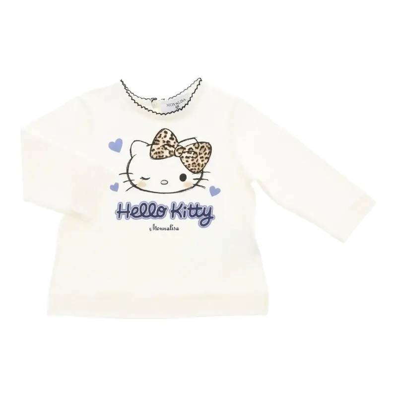 Monnalisa Maxi Shirt tinta unita con Stampa Bianco per Neonata