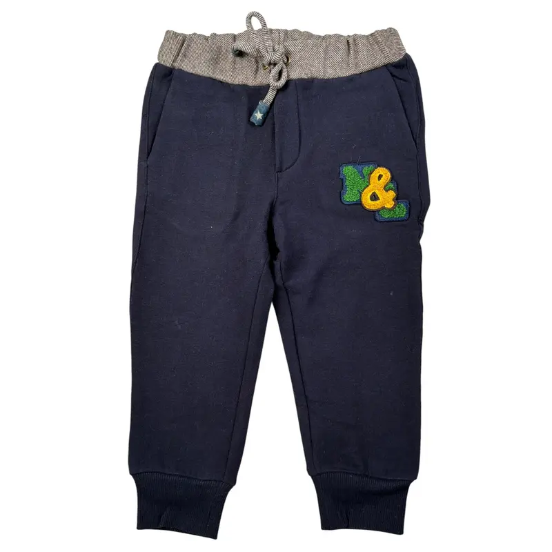 Monnalisa Pantalone Modello Tuta tinta unita con Stampa Blu per Neonato