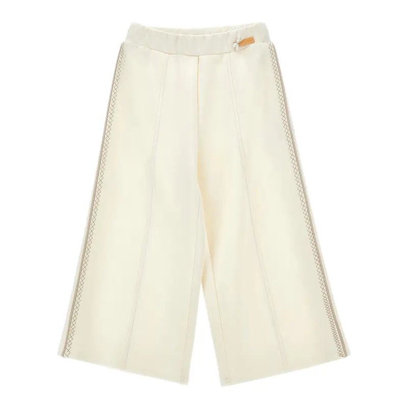 Monnalisa Pantalone tinta unita Modello Palazzo Panna per Bambina