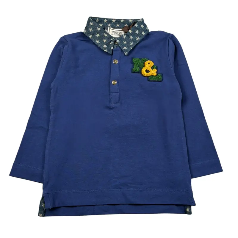 Monnalisa Polo Manica Lunga tinta unita Blu per Neonato