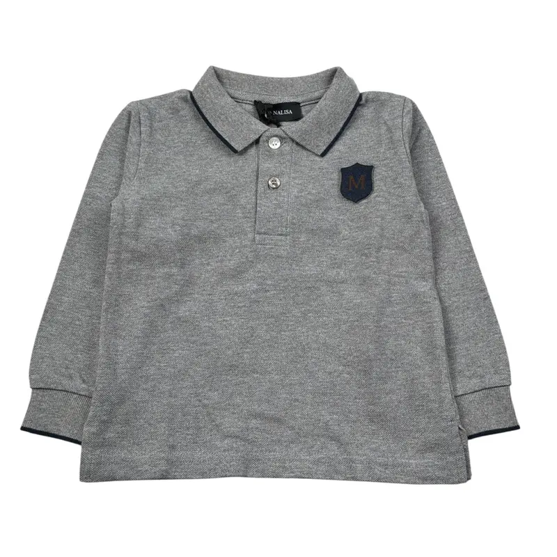 Monnalisa Polo Manica Lunga tinta unita Grigio per Neonato