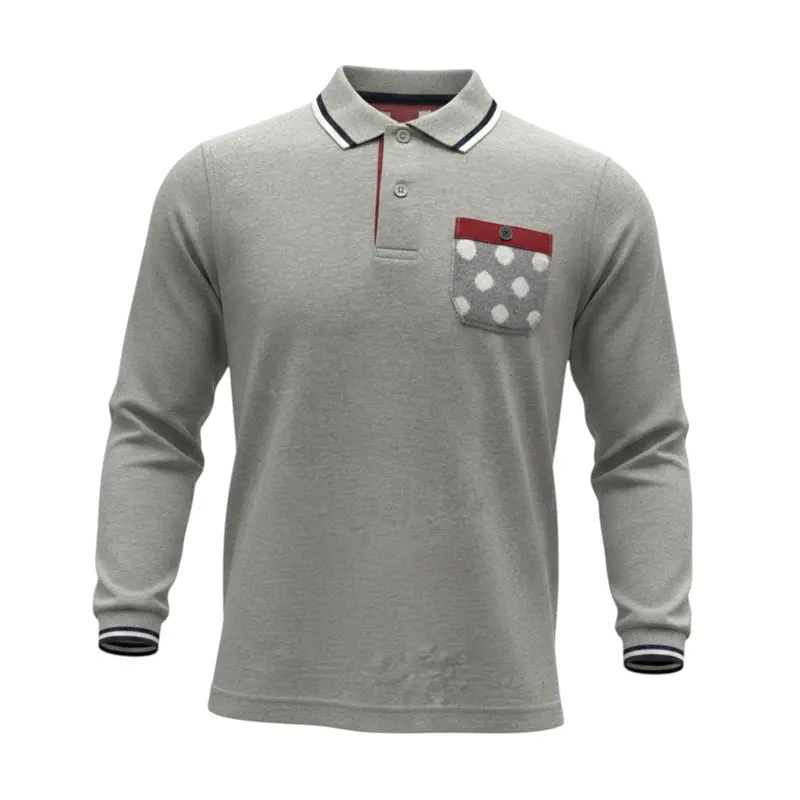 Monnalisa Polo tinta unita con Colletto E Taschino Grigio per Bambino
