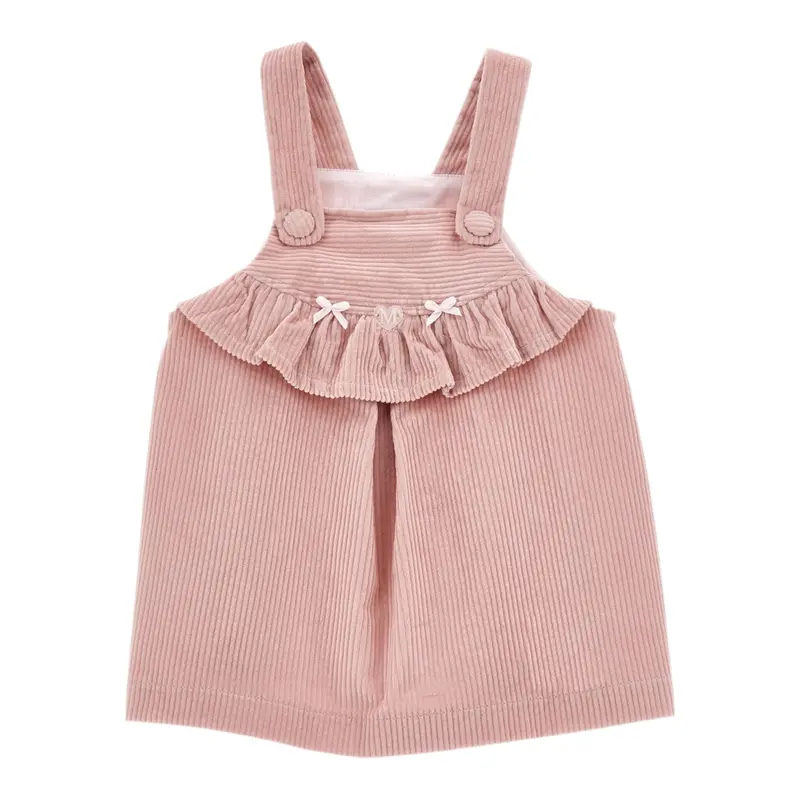 Monnalisa Salopette tinta unita In Velluto Rosa per Bambina