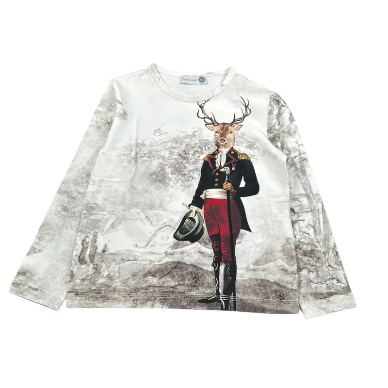 Monnalisa Shirt Girocollo tinta unita con Stampa Bianco per Bambino