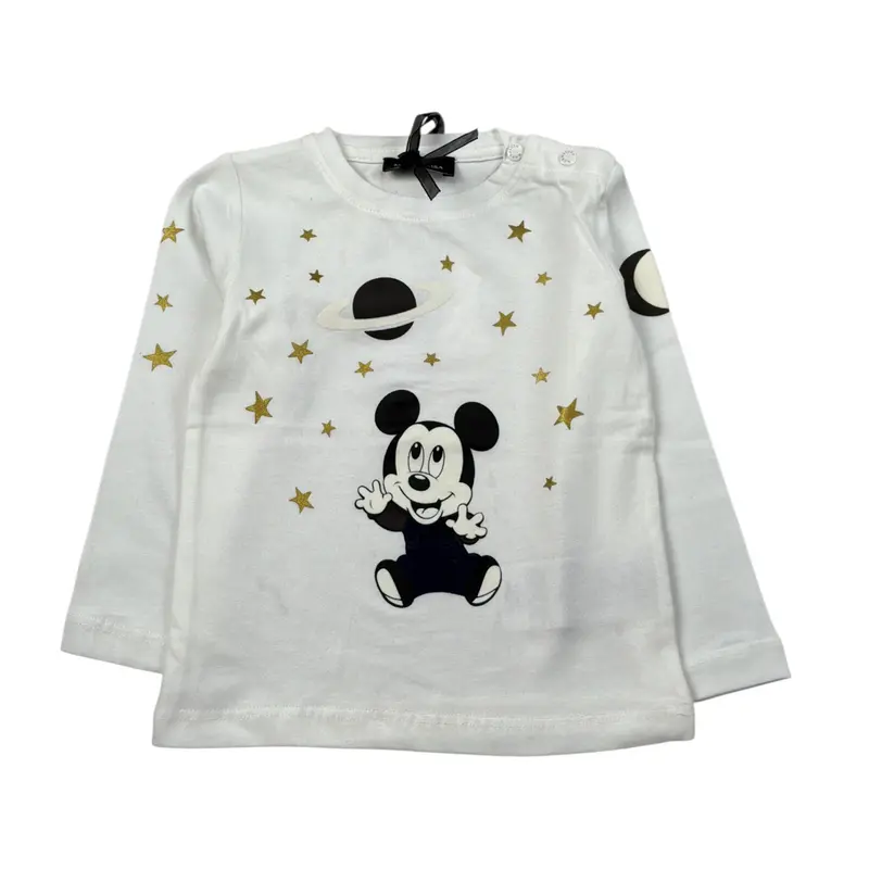 Monnalisa Shirt Girocollo tinta unita con Stampa Bianco per Neonato