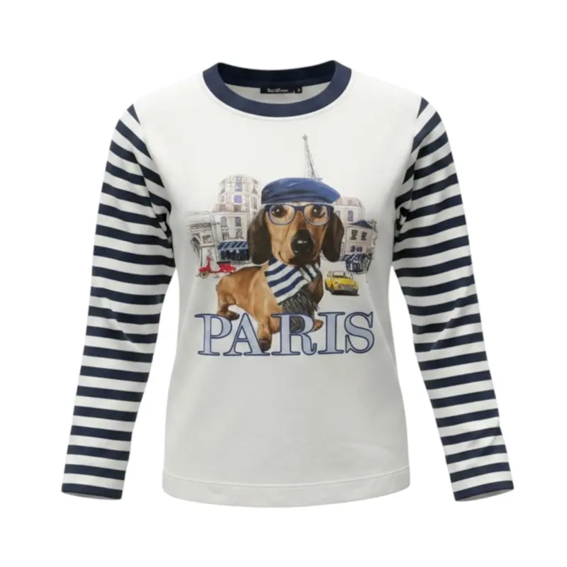 Monnalisa Shirt Girocollo tinta unita con Stampa E Fantasia A Righe Bianco per Bambina