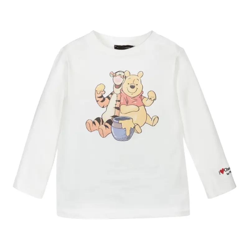 Monnalisa Shirt Girocollo tinta unita con Stampe Bianco per Neonata