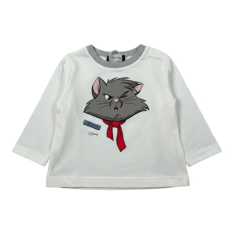 Monnalisa Shirt Girocollo tinta unita con Stampe Bianco per Neonato