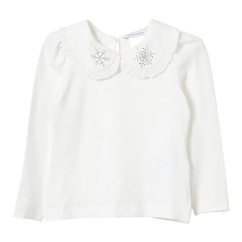 Monnalisa Shirt tinta unita con Colletto Panna per Bambina