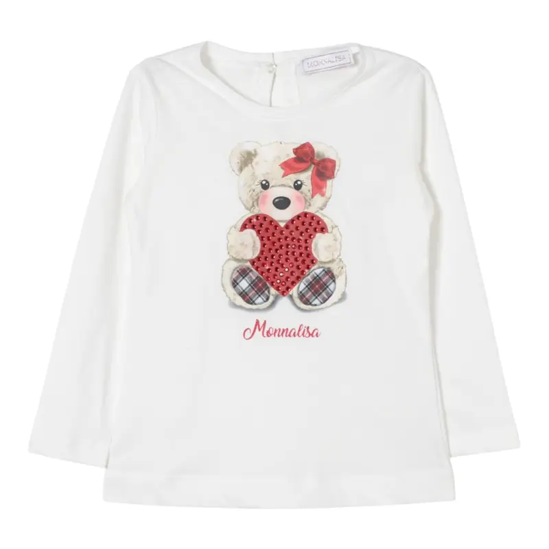 Monnalisa Shirt tinta unita con Stampa Bianco per Bambina