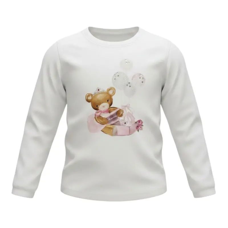 Monnalisa Shirt tinta unita con Stampa Bianco per Bambina