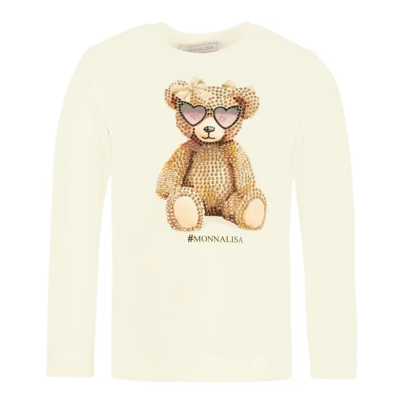 Monnalisa Shirt tinta unita con Stampa Bianco per Bambina