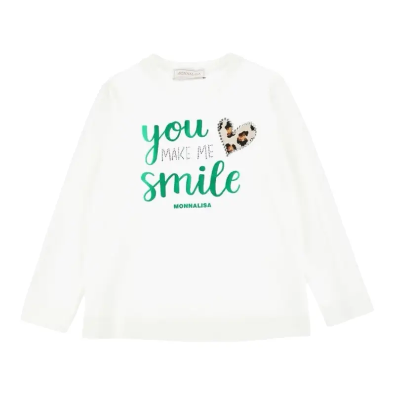 Monnalisa Shirt tinta unita con Stampa Bianco per Bambina